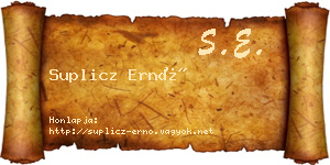 Suplicz Ernő névjegykártya